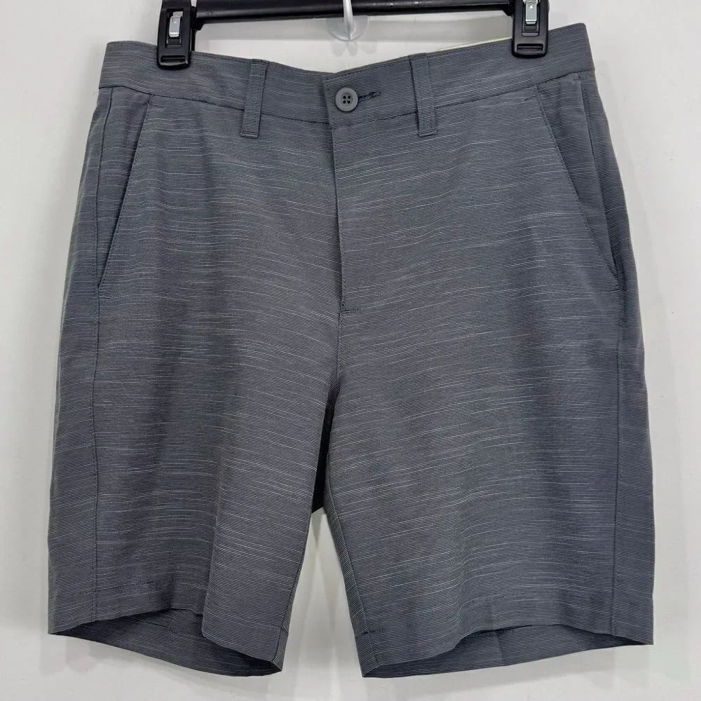 Apt. 9 Gray Subtle White Stripe Premier Flex Tech Quick Dry Wicking Shorts NEW